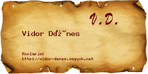 Vidor Dénes névjegykártya